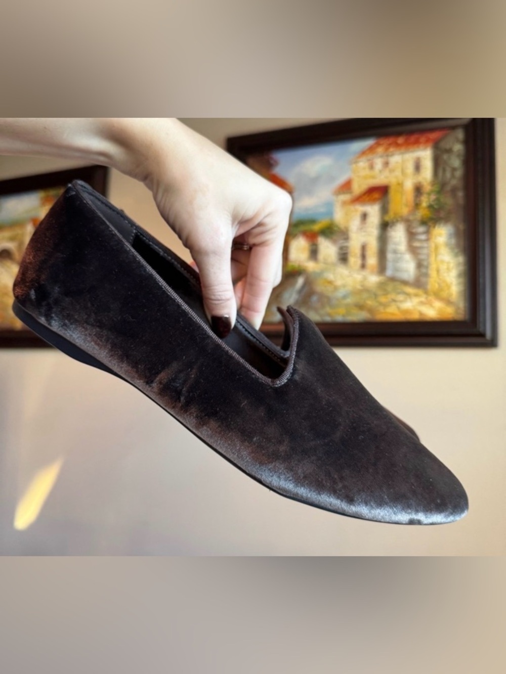 Birdies Flats Pointed Toe Dark Brown Grey Color 10.5